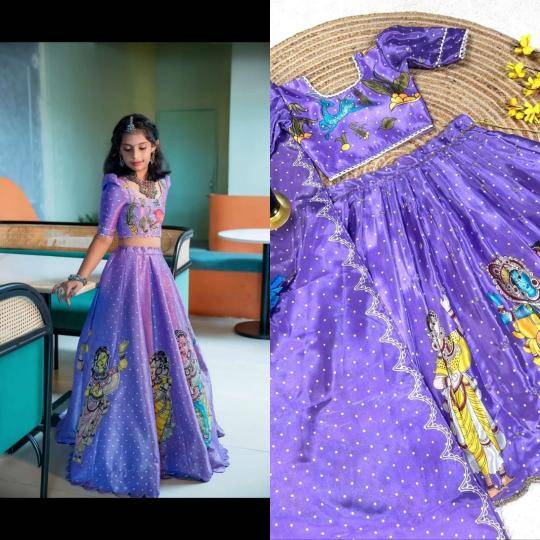 Trending Kalam Kari Kids Blue Lahenga Wholesale suppliers for indian clothing